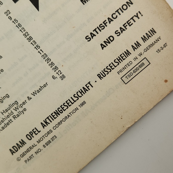 1967 Opel Kadett Owner's Manual VUC - Picture 5 of 13